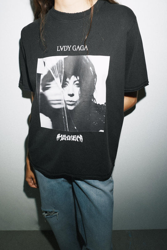 LADY GAGA FADED-EFFECT T-SHIRT